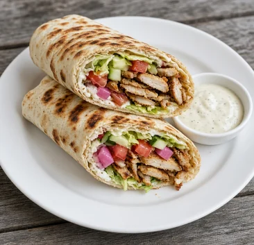 Lebanese Shawarma Roll with garlic sauce